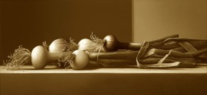 onions - sepia style print